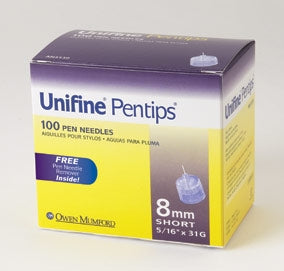 Owen Mumford Unifine Pentips Insulin Pen Needle Without Safety 31 Gauge 8 mm - 8470353001