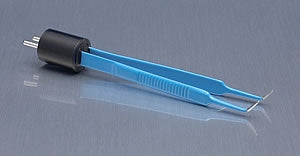 Symmetry Surgical Bovie Bipolar Forceps McPherson 3-1/2 Inch Surgical Grade Coated Stainless Steel NonSterile NonLocking Thumb Handle Curved Micro 0.5 mm Tips - A841