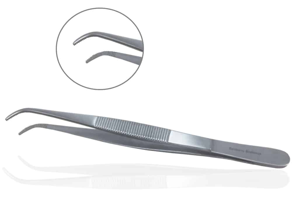 Mopec Forceps, Fine Tip, Curved, 6″ – AB034