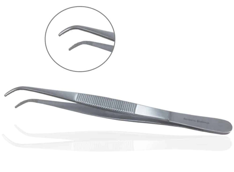 Mopec Forceps, Fine Tip, Curved, 6″ – AB034