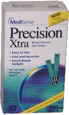 Precision Xtra - Blood Glucose Test Strips 100 Strips per Box 0.6 Microliter Sample Size , 5 Second Test Time For Pro Meter - 9987865