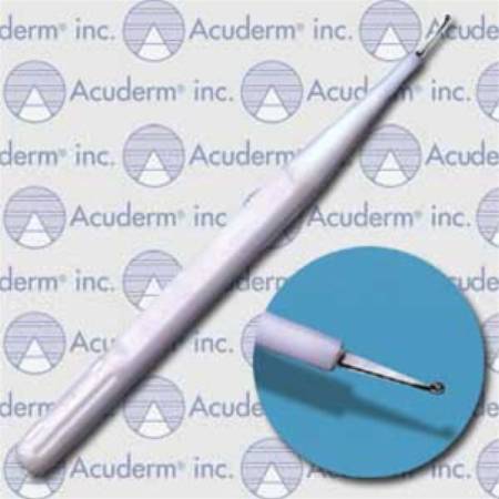 Acu-Dispo-Curette - Dermal Curette 5 Inch Length Flat Handle 1 mm Tip Round Cup Tip - R0125