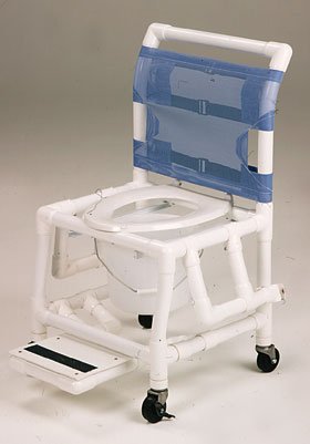 Healthline Deluxe - Commode / Shower Chair Without Arms PVC Frame With Backrest 18 Inch Seat Width - 77262