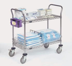 Alimed Nexel Utility Cart Chrome Plated 24 Inch 2-Shelves Silver - 930638