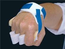 AliMed - Palm Guard with Finger Separators Fleece / Foam Right Hand Blue / White One Size Fits Most - 510428/NA/RT
