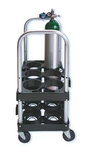 Alimed Rack 'n Roll D or E Oxygen Cylinder Cart 6 Compartments Black - 932821