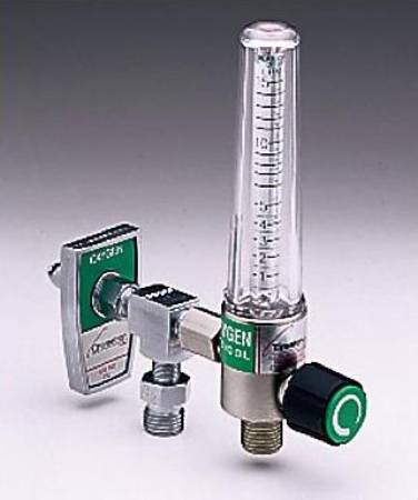 Allied Healthcare Timeter Sure Grip Oxygen Flowmeter Single with 1 Power Take-Off 0 - 15 LPM DISS Outlet Chemetron Adapter - 15002-03P