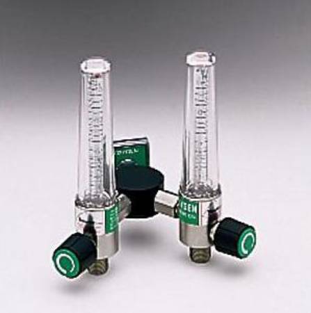 Timeter Sure Grip - Oxygen Flowmeter Dual with Y Bar 0 - 15 LPM DISS Outlet Chemetron Adapter - 15002-03Y