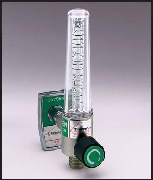 Allied Healthcare Timeter Sure Grip Oxygen Flowmeter Single 0 - 15 LPM DISS Outlet Chemetron Adapter - 15002-03