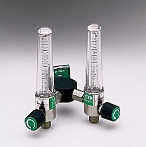 Timeter Sure Grip - Oxygen Flowmeter Dual with Y Bar 0 - 15 LPM DISS Outlet Chemetron Adapter - 15002-03Y-A
