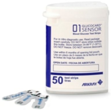 Glucocard - Blood Glucose Test Strips 50 Strips per Box 0.3 Liter Small Sample Size For Blood Glucose Monitoring Meter - 740050