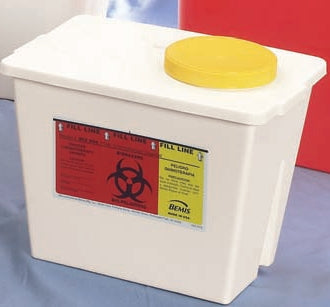 Bemis Healthcare Bemis Sentinel Chemotherapy Container 9 H X 7-3/4 W X 11-3/5 L Inch 2 Gallon White Gasketed Lid, Screw Top - 202 004