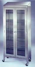 Blickman Supply Cabinet Wall Mount / Floor Standing Stainless Steel 5 Glass Shelf Lock with Keys - 1537970000