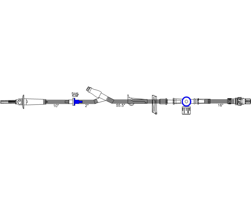 Bravo24 - Primary IV Administration Set with Extension Set 15 Drops / mL Drip Rate 122 Inch Tubing - B99243