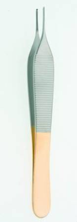 BR Surgical HerMann Medizintechnik Tissue Forceps Adson 12 cm Surgical Grade Stainless Steel / Tungsten Carbide Straight Cross Toothed, Sharp - H110-17312