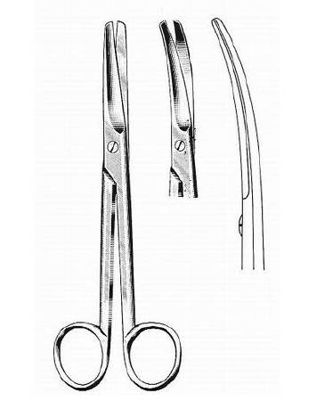 BR Surgical HerMann Dissecting Scissors Mayo 6-3/4 Inch Length Surgical Grade Stainless Steel / Tungsten Carbide NonSterile Finger Ring Handle Curved Blunt/Blunt - H108-16517