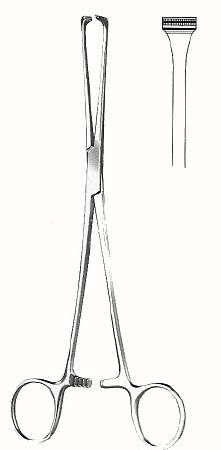 BR Surgical HerMann Medizintechnik Grasping Forceps Allis 9-3/4 Inch Stainless Steel NonSterile Ratchet Lock Finger Ring Handle Straight Artraumatic Jaws - H164-12425