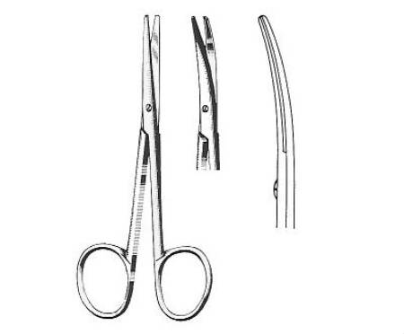BR Surgical HerMann Dissecting Scissors Baby Lexer 4 Inch Length Surgical Grade Stainless Steel NonSterile Finger Ring Handle Curved Blunt/Blunt - BR08-20310