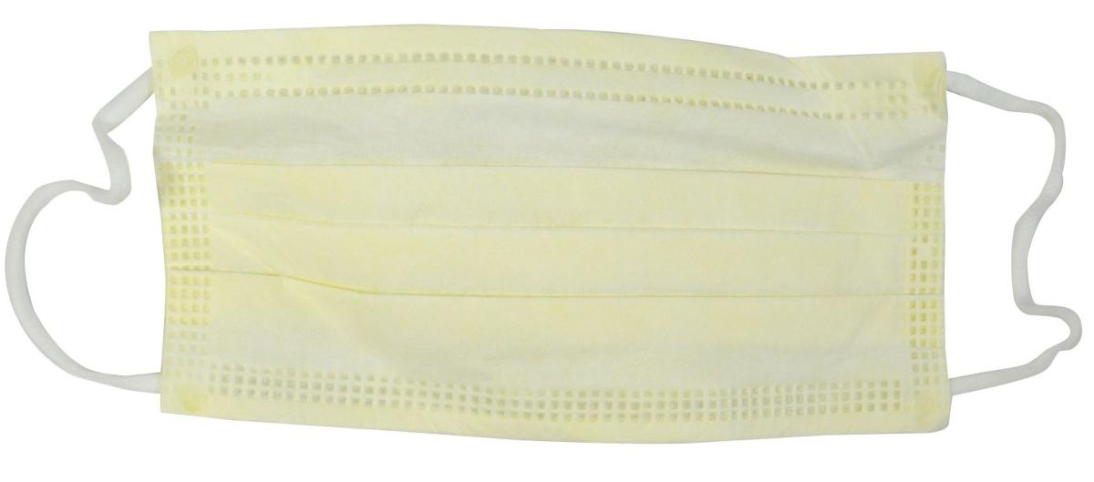Cardinal AT70021 Secure-Gard Earloop Procedure Mask Pleated One Size Fits Most Yellow - Box of 50 Masks