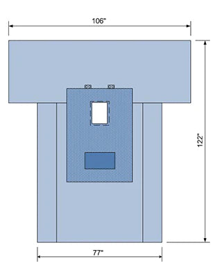 C-Core Medical - Abdominal Drape Laparoscopy T-Drape 106 W X 77 W X 122 L Inch Sterile - 19156