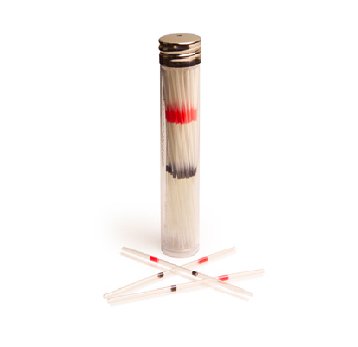 Alere Cholestech LDX Capillary Blood Collection Tube Micro-hematocrit Heparin Additive 40 µL Red Stripe / Black Stripe Without Closure Plastic Tube - 52193
