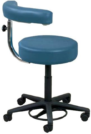 Clinton Industries - Hand Free Stool Backless Pneumatic Height Adjustment, Foot Ring 5 Casters, Dual Wheel Hooded Black - 2145-21-BLK