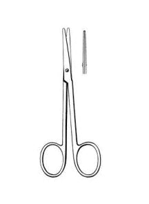 Econo - Strabismus Scissors 4-1/2 Inch Length Floor Grade Pakistan Stainless Steel Sterile Finger Ring Handle Straight Blunt Tip / Blunt Tip - 96-2542