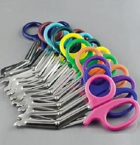 Sklar Utility Scissors  7 Inch Length Floor Grade Pakistan Stainless Steel Nonsterile Finger Ring Handle Angled Serrated Blade Sharp Tip / Blunt Tip - 96-1222