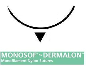 Monosof - Suture with Needle Nonabsorbable Uncoated Black Suture Monofilament Nylon Size 2 60 Inch Suture 1-Needle 77 mm Length 3/8 Circle Reverse Cutting Needle - X-1168