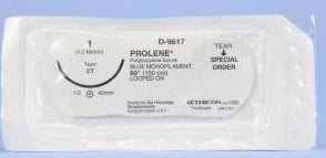Prolene - Suture Loop with Needle Nonabsorbable Uncoated Blue Suture Monofilament Polypropylene Suture Size 1 60 Inch Suture 1-Needle 40 mm Length 1/2 Circle Taper Point Needle - D9617