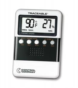 Traceable - Digital Thermometer / Hygrometer Fahrenheit / Celsius 32° to 122°F (0° to 50°C) Internal Sensor Wall Mount Battery Operated - 61018-44