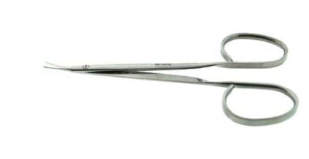 BR Surgical BR Surgical Stitch Scissors Turmspitz 4-3/4 Inch Length Surgical Grade Stainless Steel NonSterile Ribbon Style Finger Ring Handle Curved Sharp/Sharp - BR08-52511