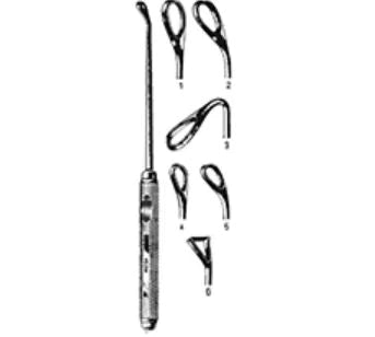 Miltex - Curette Coakley 6-3/4 Inch Length Round Knurled Handle Size 6 Tip Angled 30° Fenestrated Triangular Tip - 20-342