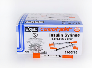AirTite Products Comfort Point Lo-Dose Insulin Syringe with Needle 0.3 mL 31 Gauge 5/16 Inch Attached Needle Without Safety - 26010