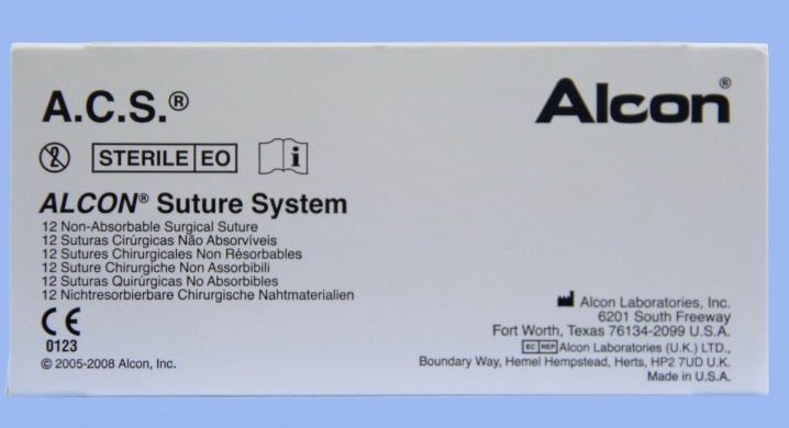Alcon Suture with Needle Nonabsorbable Uncoated Black Suture Monofilament Nylon Size 10-0 6 Inch Suture 1-Needle 6.19 mm Length 3/8 Circle Spatula Needle - 8065710401