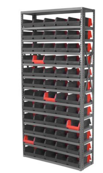 Akro-Mils SHELVING KIT, STEEL BIN 36462 60BINS 12"X36"X79" W/INDICATOR - AS127936462BK