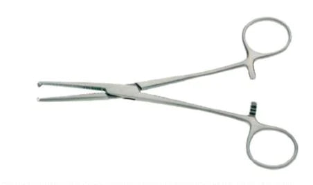 BR Surgical - Hemostatic Forceps Kocher 5-1/2 Inch Length Surgical Grade Stainless Steel NonSterile Ratchet Lock Finger Ring Handle Curved Delicate Serrated Tips with 1 X 2 Teeth - BR12-32314