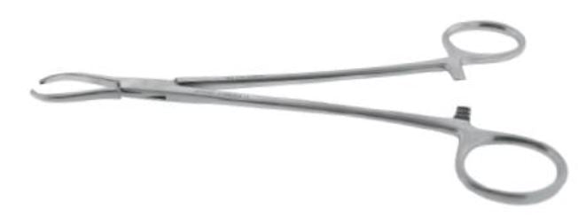 BR Surgical BR Surgical Grasping Forceps Littlewood 7-1/2 Inch Surgical Grade Stainless Steel NonSterile Ratchet Lock Finger Ring Handle Curved 2 X 3 Teeth - BR64-15050