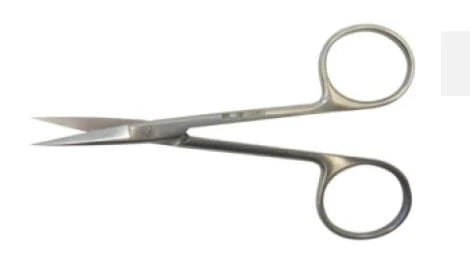 BR Surgical - Iris Scissors Knapp 4 Inch Length Surgical Grade Stainless Steel NonSterile Finger Ring Handle Curved Blunt Tip / Blunt Tip - BR08-34806