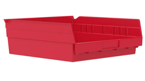 Akro-Mils Shelf Bin Red Plastic 4 X 11-1/8 X 11-3/8 Inch - 30170RED