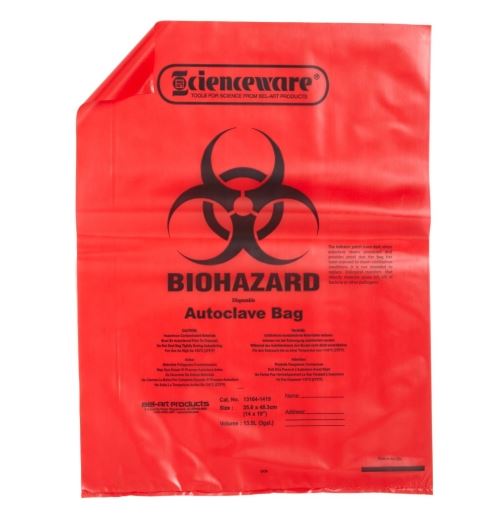 Bel-Art Products BAG BIOHZD 25X35 RED/ORG 200/CS - 13164-2535
