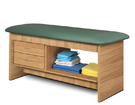 Flat Top Straight Line - Straight Line Treatment Table with Shelf and Two Drawers - 9313-27-1GR-3WG-5C