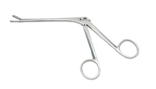 BR Surgical BR Surgical Nasal Forceps Takahashi 4-1/2 Inch Surgical Grade Stainless Steel NonSterile NonLocking Finger Ring Handle Angled Up 45° 3 X 10 mm Jaws - BR46-17118