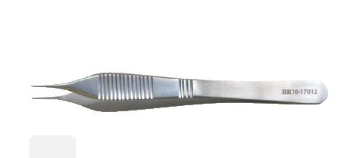 BR Surgical BR Surgical Dressing Forceps Adson 4-3/4 Inch Surgical Grade Stainless Steel NonSterile NonLocking Thumb Handle Angled Serrated Tips - BR10-17612A