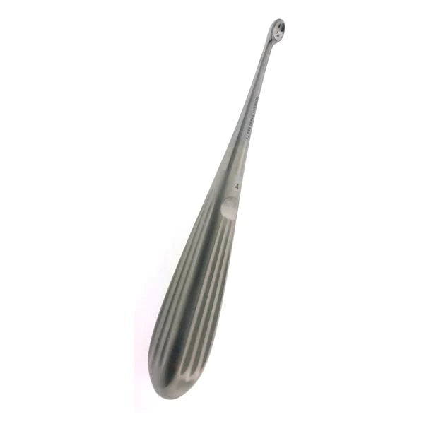 BR Surgical - Bone Curette Spratt 6-1/2 Inch Length Hollow Handle with Grooves Size 4 Tip Straight Oval Cup Tip - BR32-47504