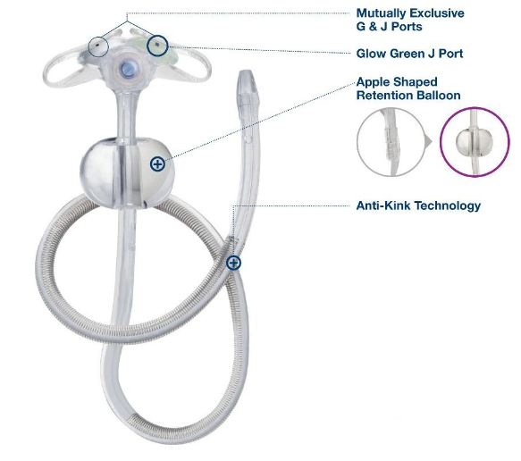 Applied Medical Technologies G-JET Low Profile Gastric-Jejunal Feeding Tube 18 Fr. 4.0 cm Silicone - GJ-1840-45