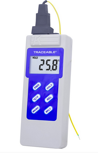 Traceable - Digital Water-Resistant Thermometer Fahrenheit / Celsius -328° to +2372°F (-200° to +1300°C) Type K Beaded Probe Battery Operated - 98767-18