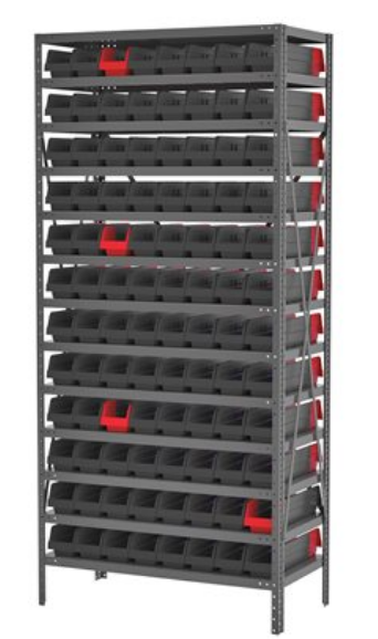 Akro-Mils SHELVING KIT, STEEL BIN 36462 96BINS 12"X36"X79"W/INDICATOR - AS187936448BK