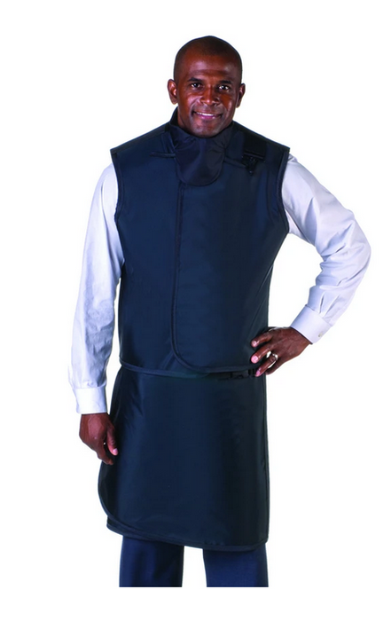 Wolf X-Ray - X-Ray Apron / Vest with Thyroid Collar Navy Blue Wraparound Style Medium - 66082TC-TB-40