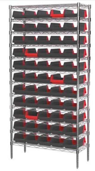 Akro-Mils SHELVING KIT, WIRE BIN 36468 60BINS 14"X36"X74" W/INDICATOR - AWS143636462BK